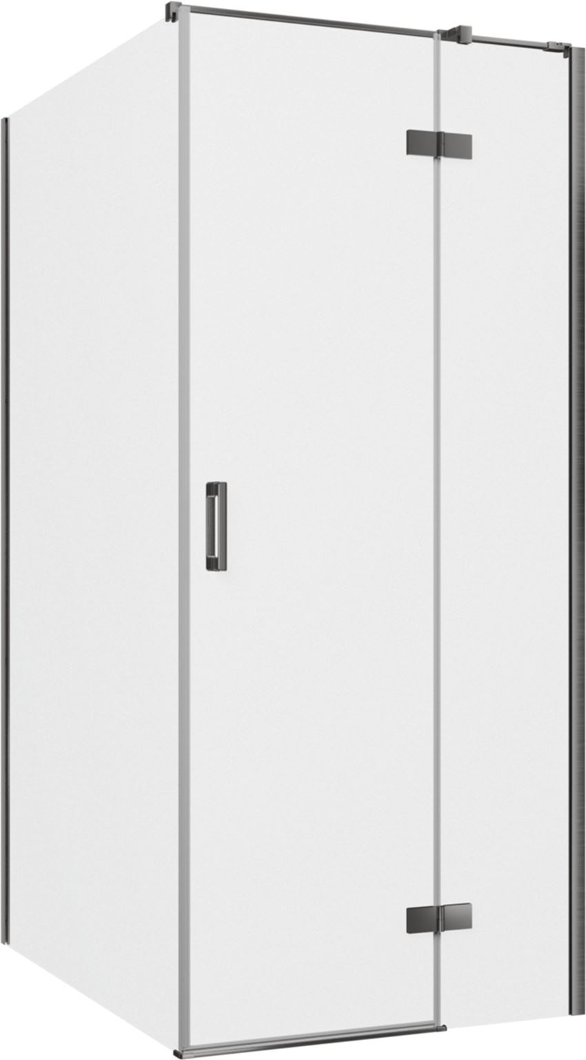 Kabina prysznicowa narożna prawa prostokątna szkło przezroczyste profile gunmetal szczotkowany 90x120x200 cm IÖ Luvia