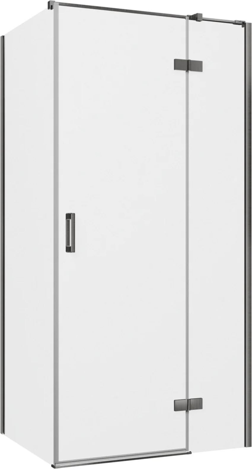 Kabina prysznicowa narożna prawa prostokątna szkło przezroczyste profile gunmetal szczotkowany 100x80x200 cm IÖ Luvia