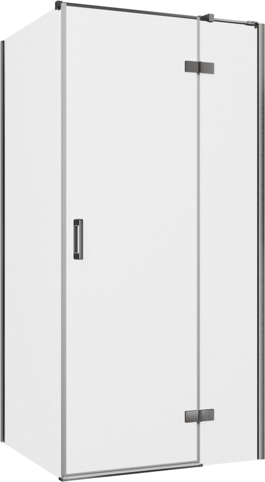 Kabina prysznicowa narożna prawa prostokątna szkło przezroczyste profile gunmetal szczotkowany 100x90x200 cm IÖ Luvia