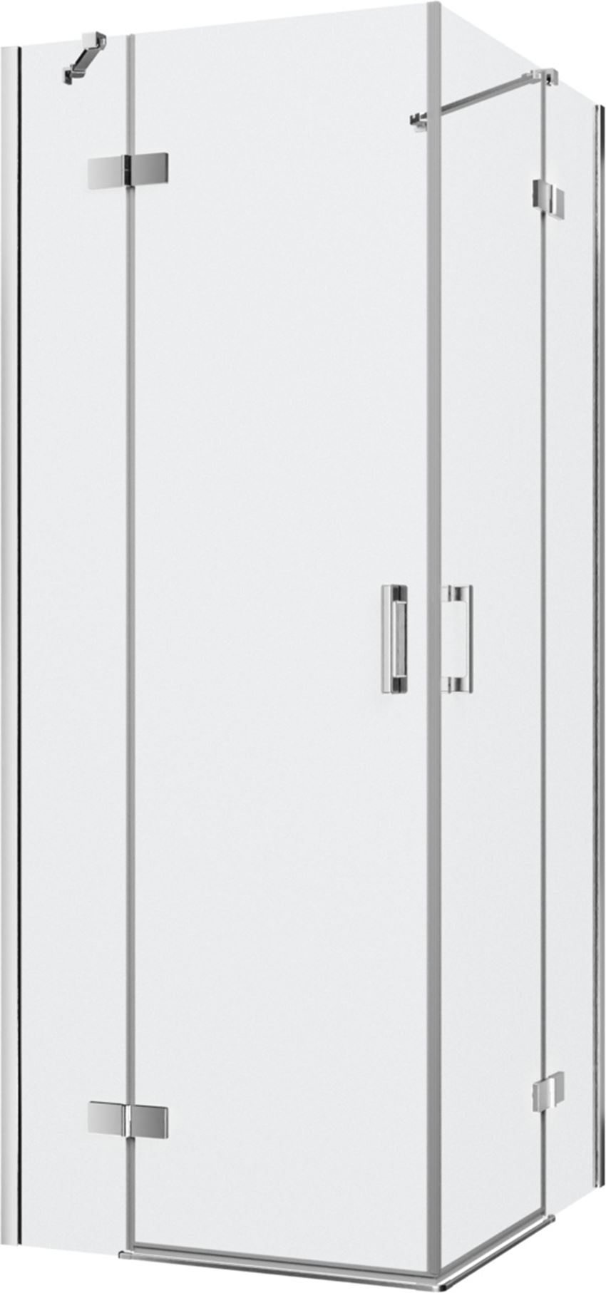 Kabina prysznicowa narożna prostokątna szkło przezroczyste profile chrom połysk 80x90x200 cm IÖ Luvia