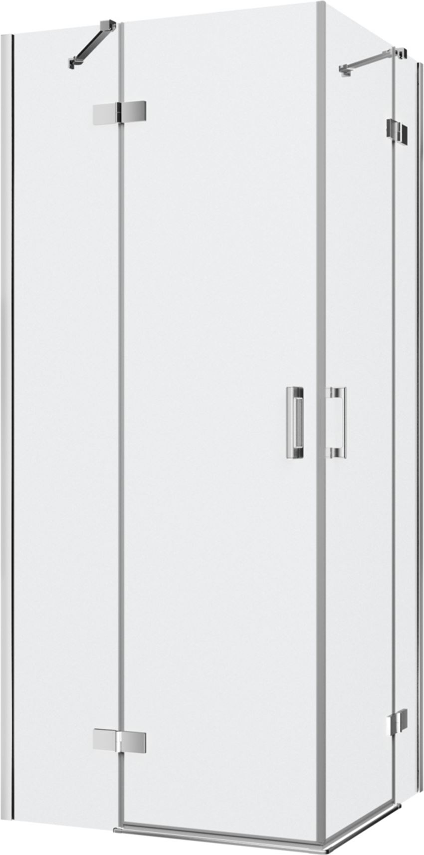 Kabina prysznicowa narożna prostokątna szkło przezroczyste profile chrom połysk 90x80x200 cm IÖ Luvia