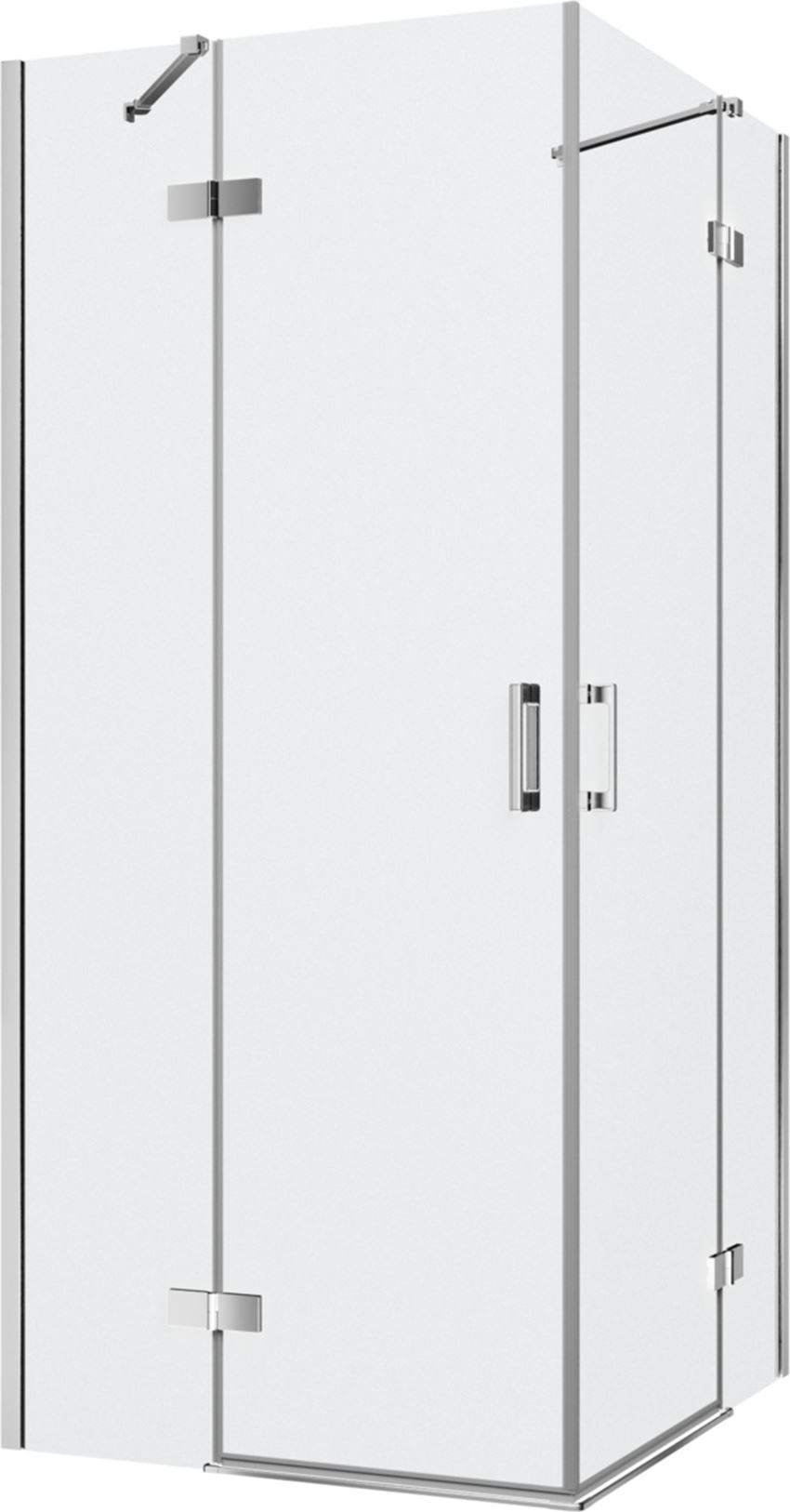 Kabina prysznicowa narożna prostokątna szkło przezroczyste profile chrom połysk 90x100x200 cm IÖ Luvia