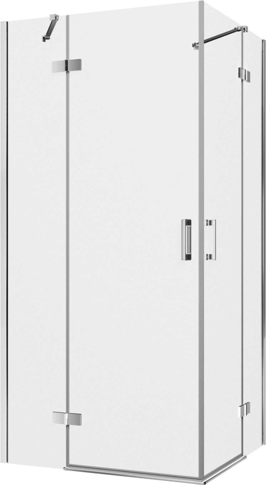 Kabina prysznicowa narożna prostokątna szkło przezroczyste profile chrom połysk, 100x90x200 cm IÖ Luvia