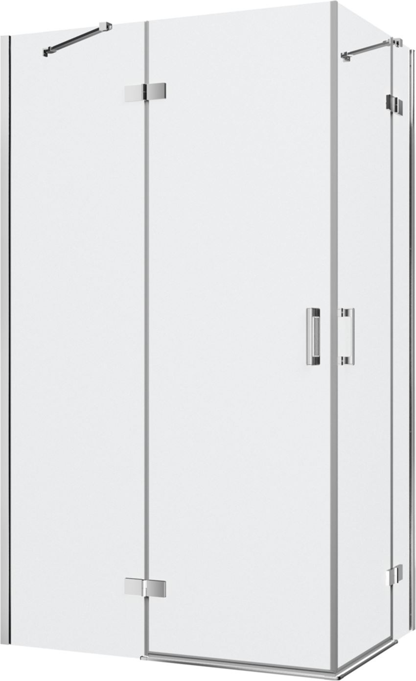 Kabina prysznicowa narożna prostokątna szkło przezroczyste profile chrom połysk 120x80x200 cm IÖ Luvia