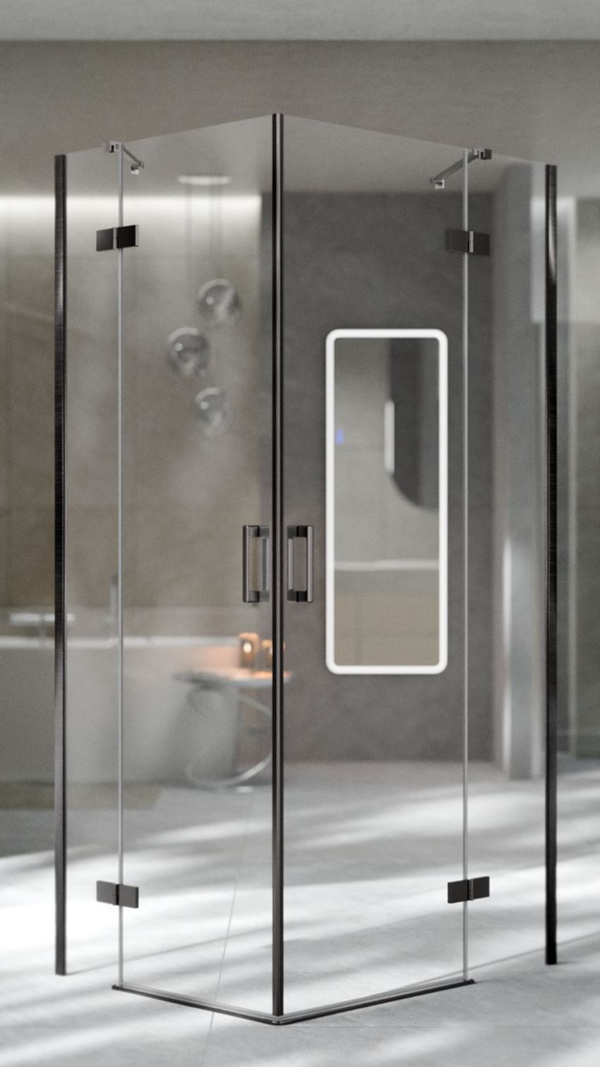 Kabina prysznicowa narożna szkło przezroczyste profile czarny mat IÖ Luvia