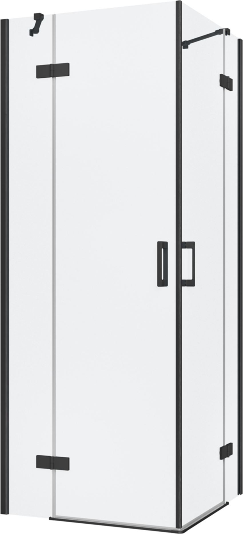 Kabina prysznicowa narożna kwadratowa szkło przezroczyste profile czarny mat 80x80x200 cm IÖ Luvia