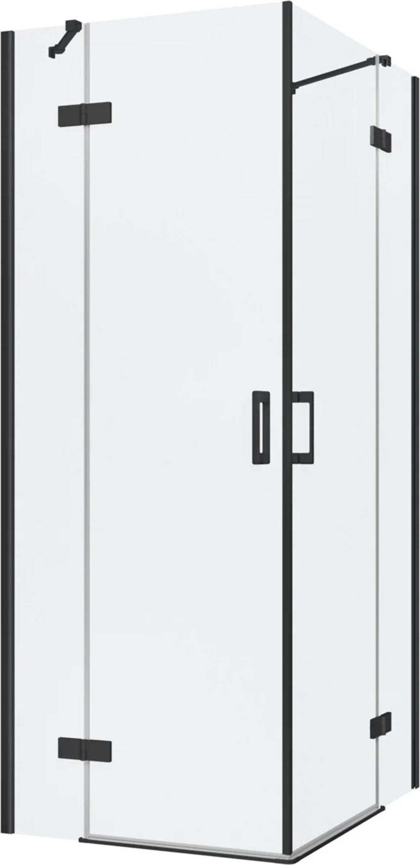 Kabina prysznicowa narożna prostokątna szkło przezroczyste profile czarny mat 80x100x200 cm IÖ Luvia