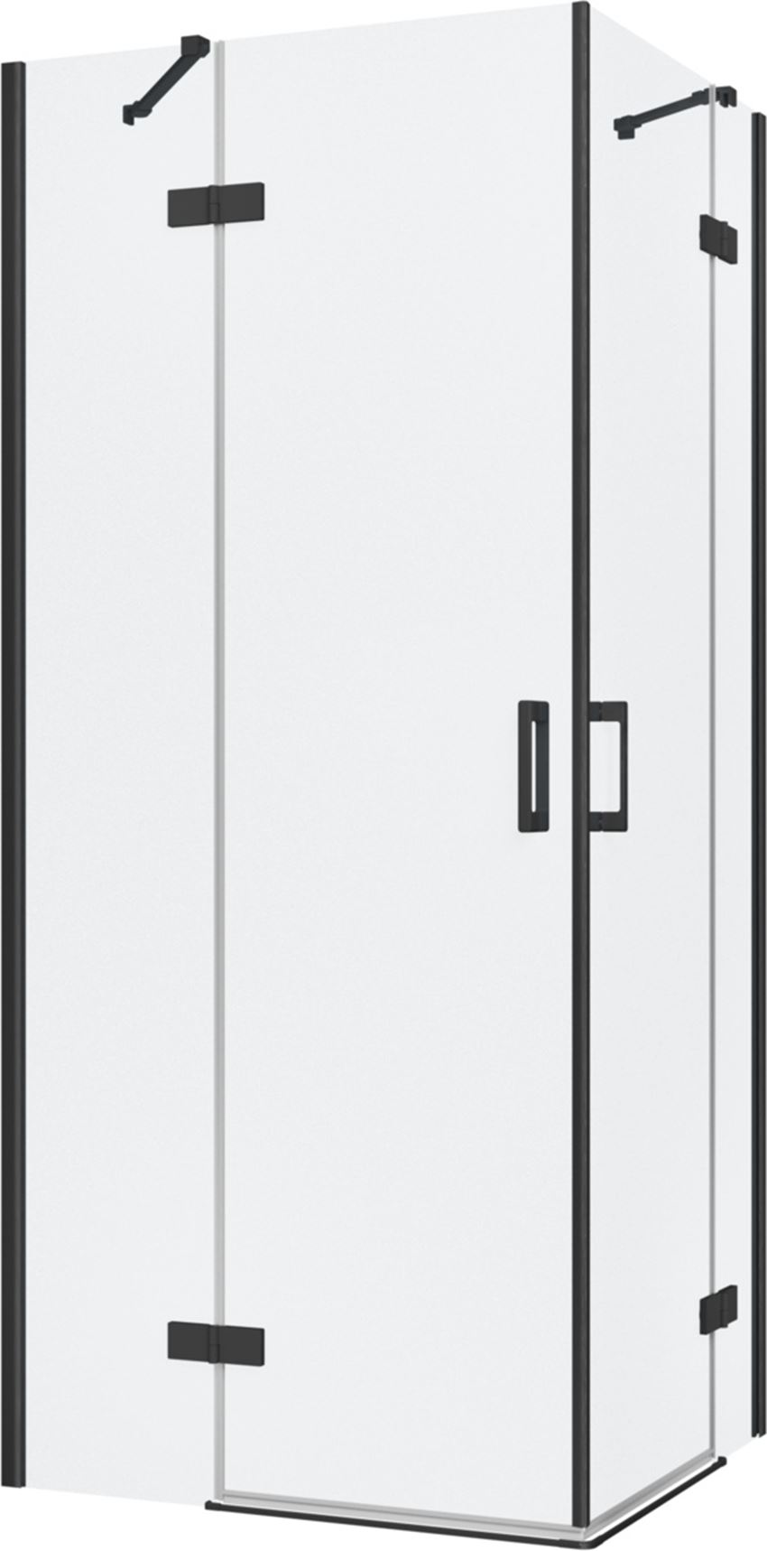 Kabina prysznicowa narożna prostokątna szkło przezroczysta profile czarny mat 90x80x200 cm IÖ Luvia