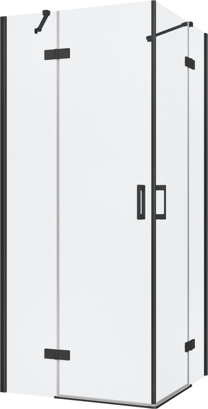 Kabina prysznicowa narożna kwadratowa szkło przezroczyste profile czarny mat 90x90x200 cm IÖ Luvia