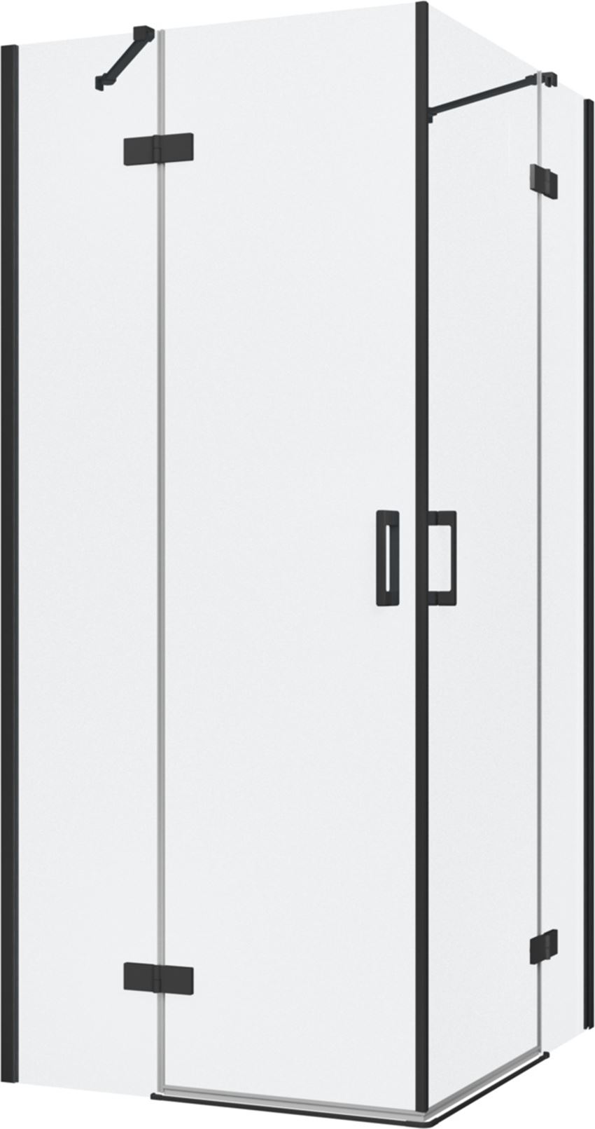 Kabina prysznicowa narożna prostokątna szkło przezroczyste profile czarny mat 90x100x200 cm IÖ Luvia