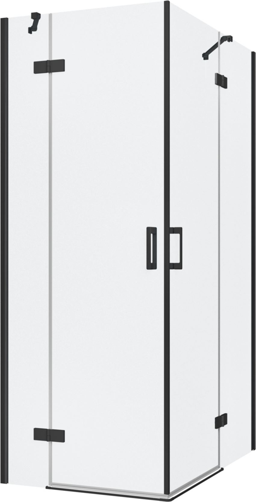 Kabina prysznicowa narożna prostokątna szkło przezroczyste profile czarny mat 90x120x200 cm IÖ Luvia