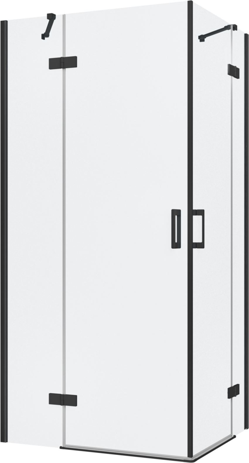 Kabina prysznicowa narożna prostokątna szkło przezroczyste profile czarny mat 100x80x200 cm IÖ Luvia