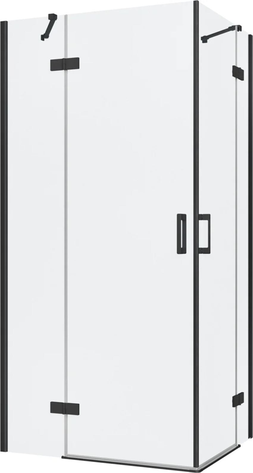 Kabina prysznicowa narożna prostokątna szkło przezroczyste profile czarny mat 100x90x200 cm IÖ Luvia