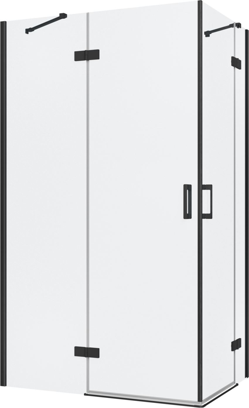 Kabina prysznicowa narożna prostokątna szkło przezroczyste profile czarny mat 120x80x200 cm IÖ Luvia