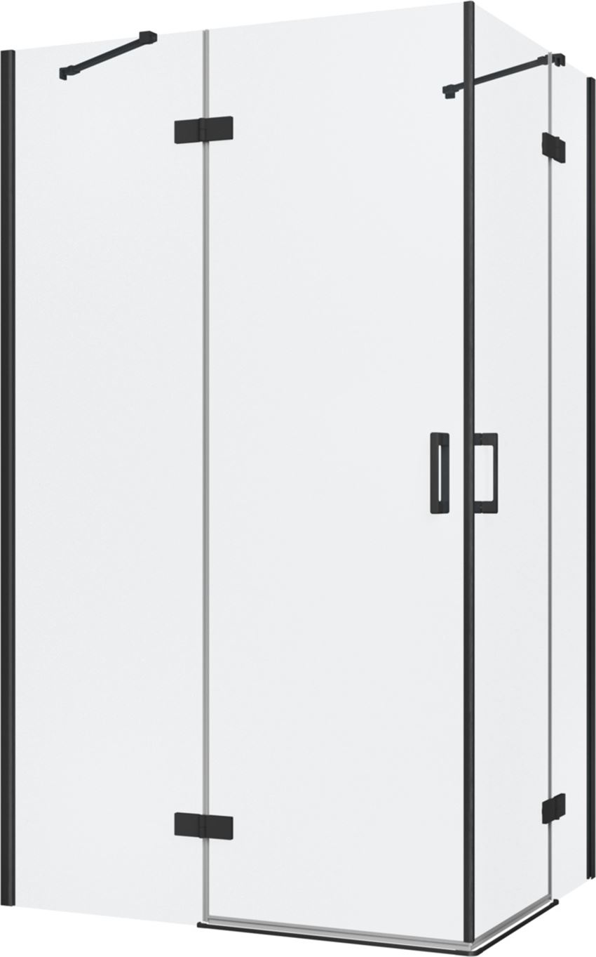 Kabina prysznicowa narożna prostokątna szkło przezroczyste profile czarny mat 120x90x200 cm IÖ Luvia