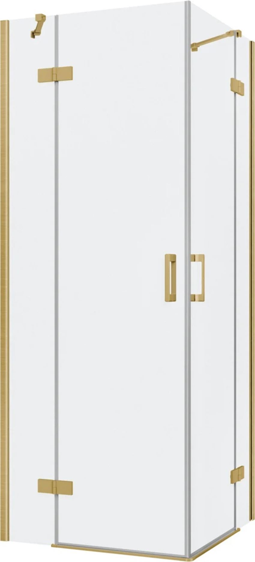 Kabina prysznicowa narożna kwadratowa szkło przezroczyste profile złoto szczotkowane 80x80x200 cm IÖ Luvia