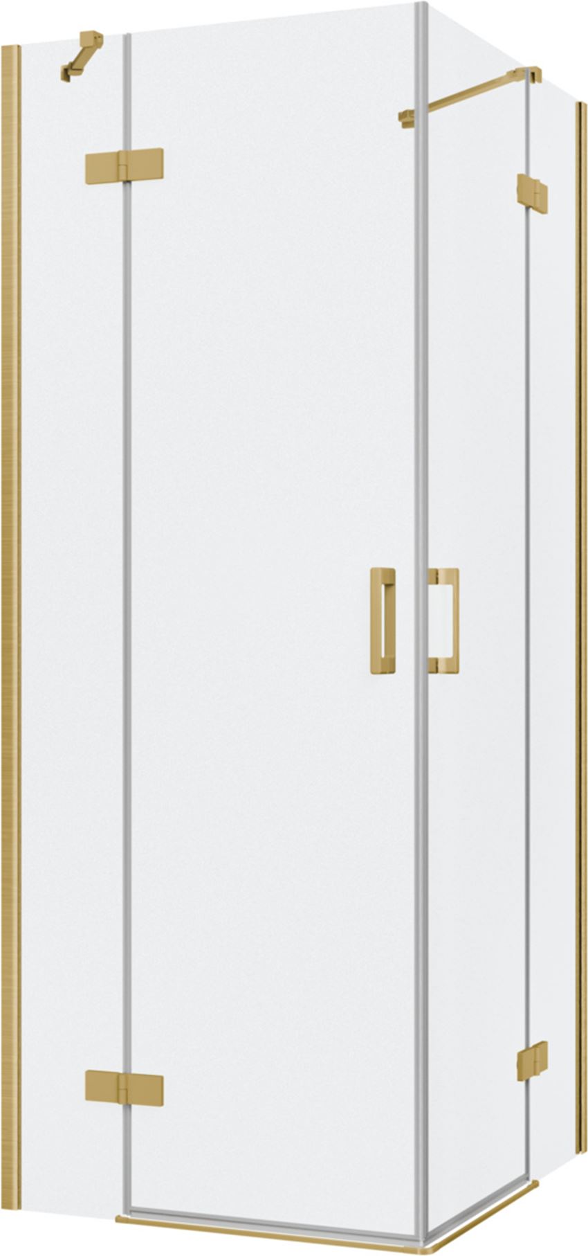 Kabina prysznicowa narożna prostokątna szkło przezroczyste profile złoto szczotkowane 80x90x200 cm IÖ Luvia