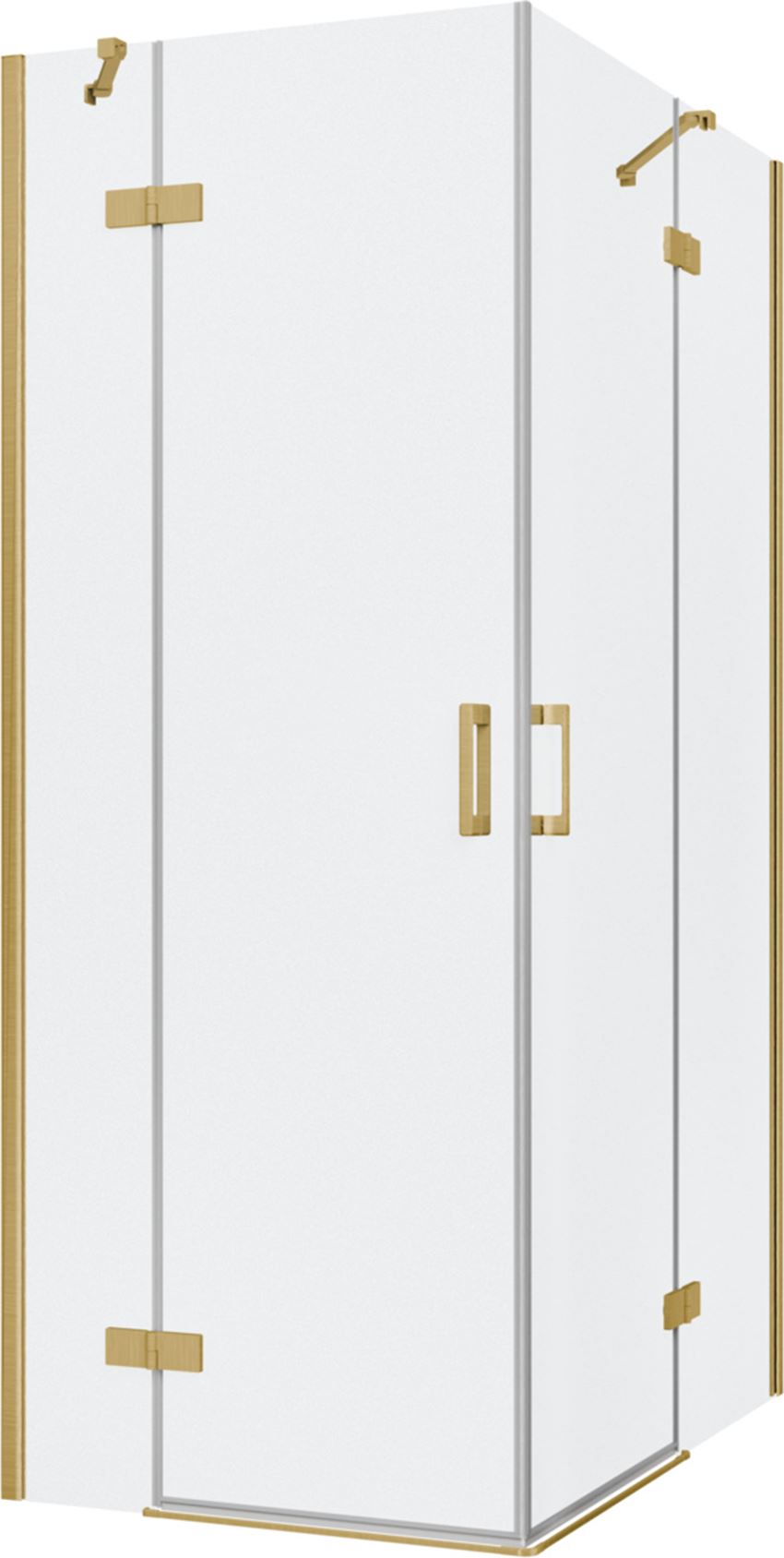 Kabina prysznicowa narożna prostokątna szkło przezroczyste profile złoto szczotkowane 80x120x200 cm IÖ Luvia