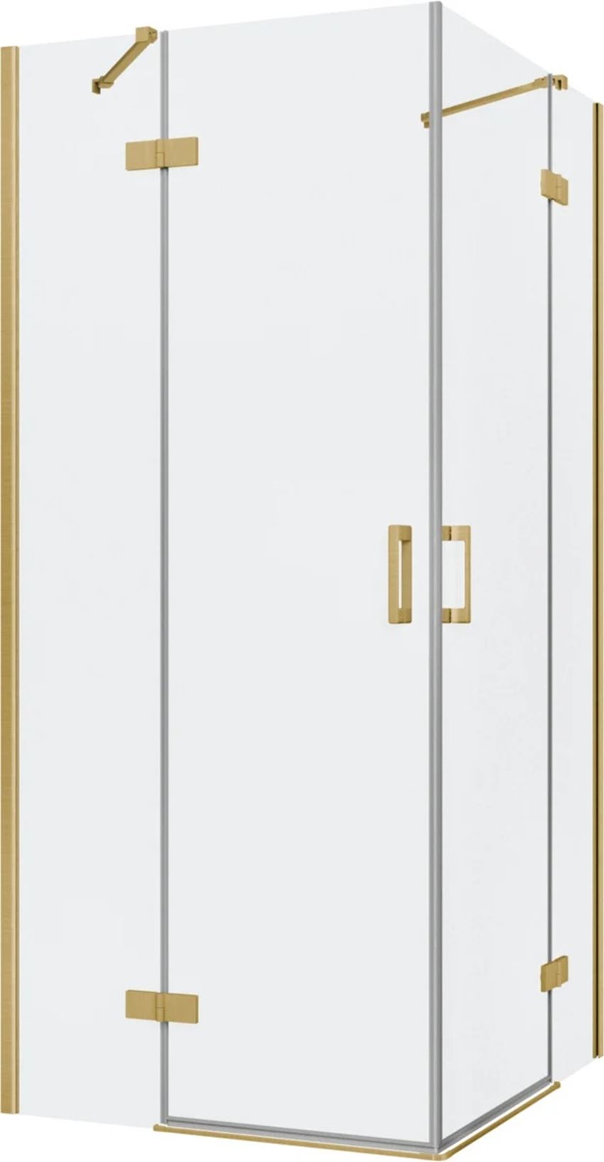 Kabina prysznicowa narożna prostokątna szkło przezroczyste profile złoto szczotkowane 90x100x200 cm IÖ Luvia