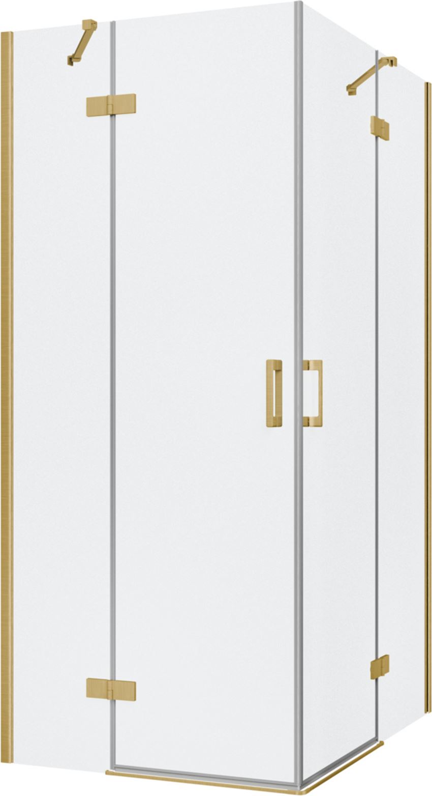 Kabina prysznicowa narożna prostokątna szkło przezroczyste profile złoto szczotkowane 90x120x200 cm IÖ Luvia