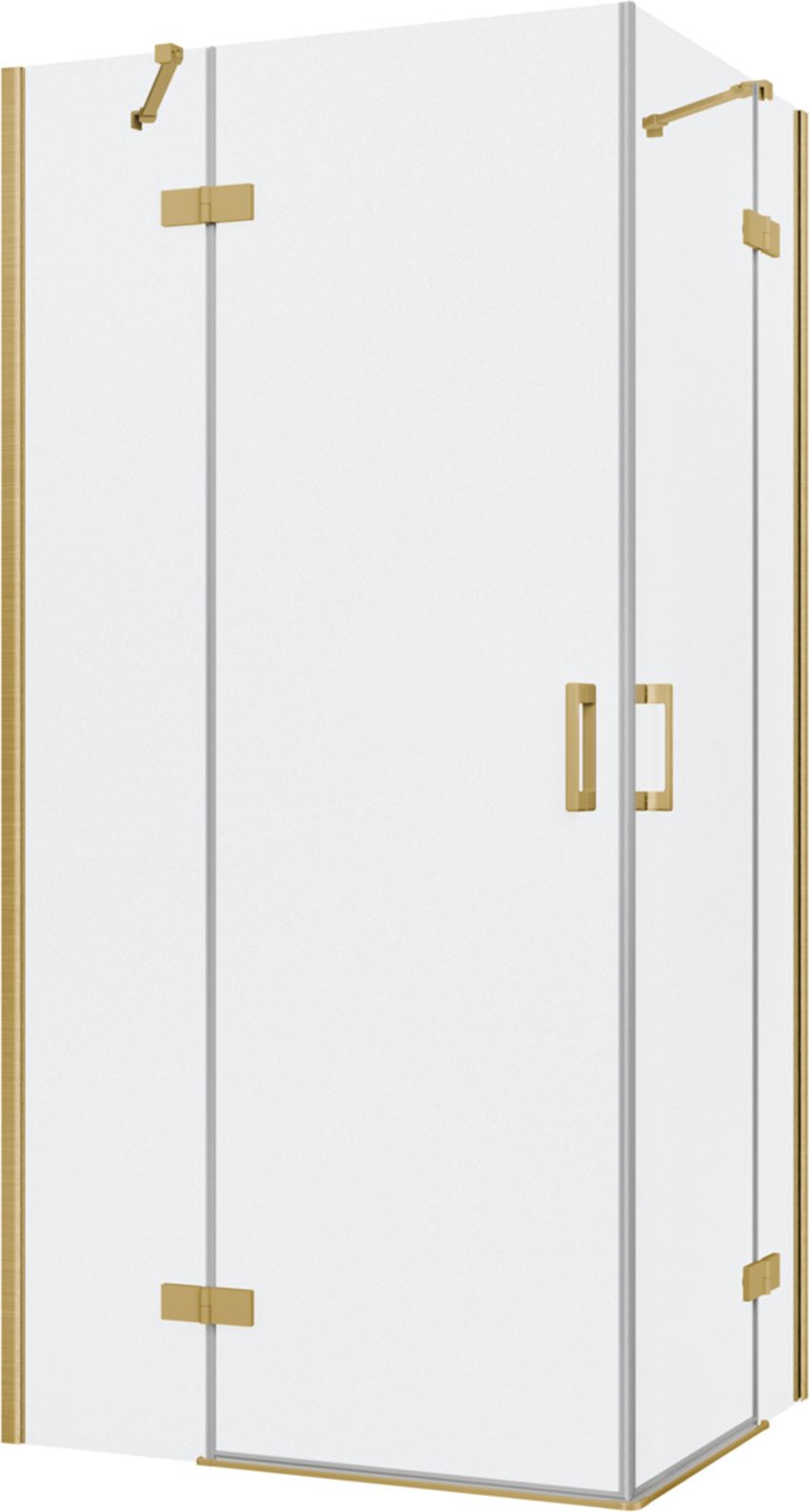 Kabina prysznicowa narożna prostokątna szkło przezroczyste profile złoto szczotkowane 100x80x200 cm IÖ Luvia