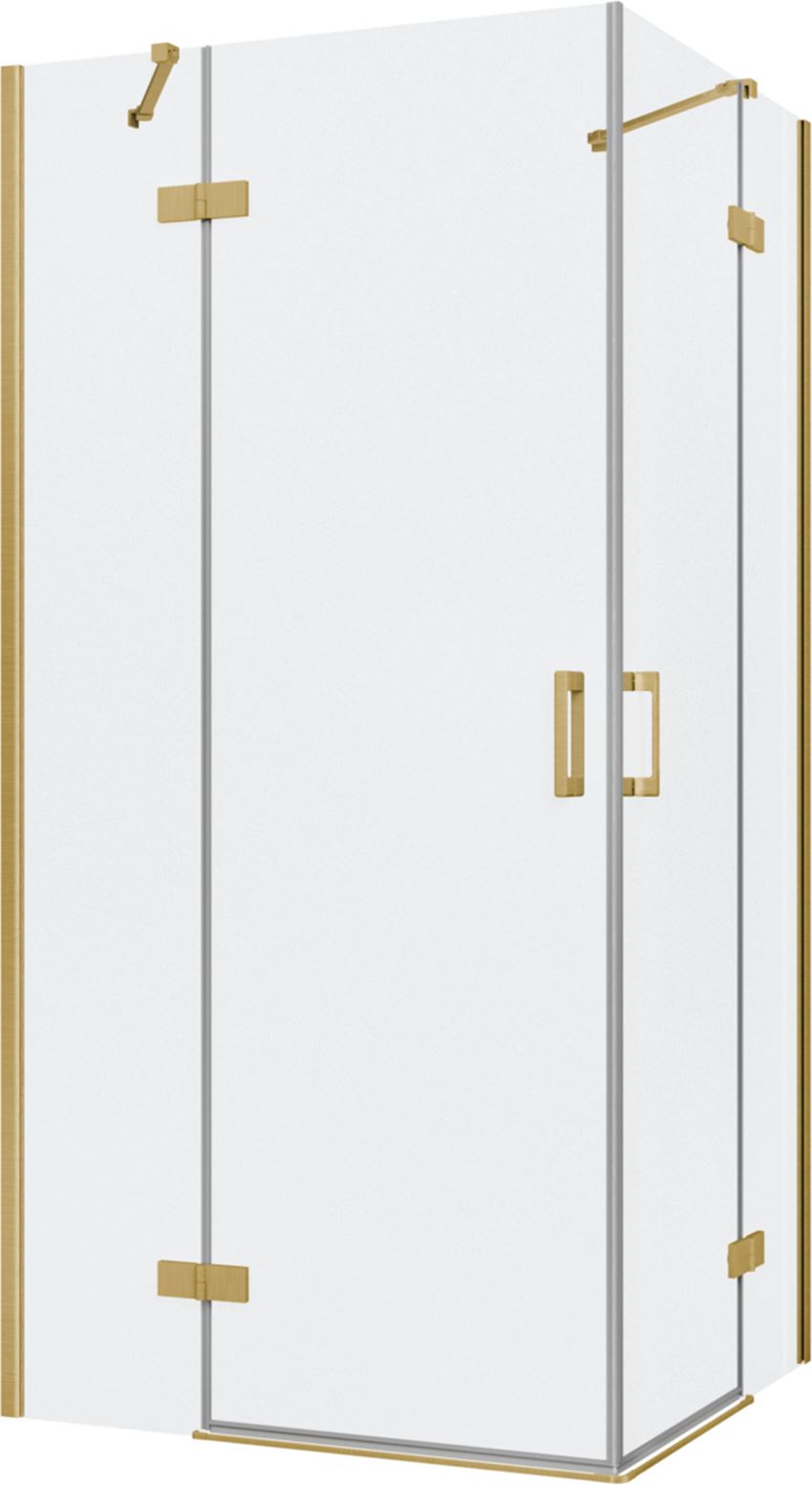 Kabina prysznicowa narożna prostokątna szkło przezroczyste profile złoto szczotkowane 100x90x200 cm IÖ Luvia