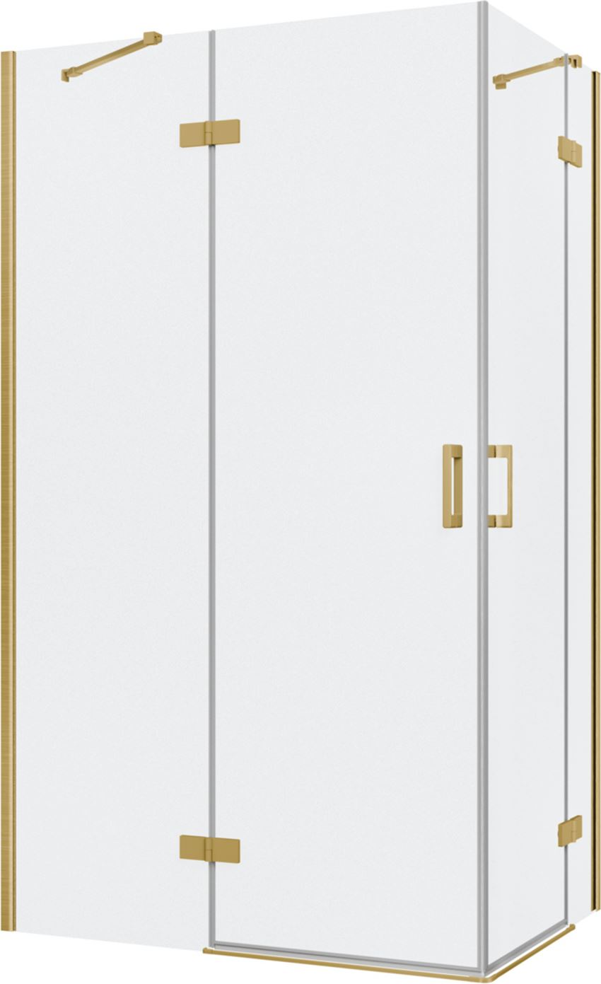 Kabina prysznicowa narożna prostokątna szkło przezroczyste profile złoto szczotkowane 120x80x200 cm IÖ Luvia
