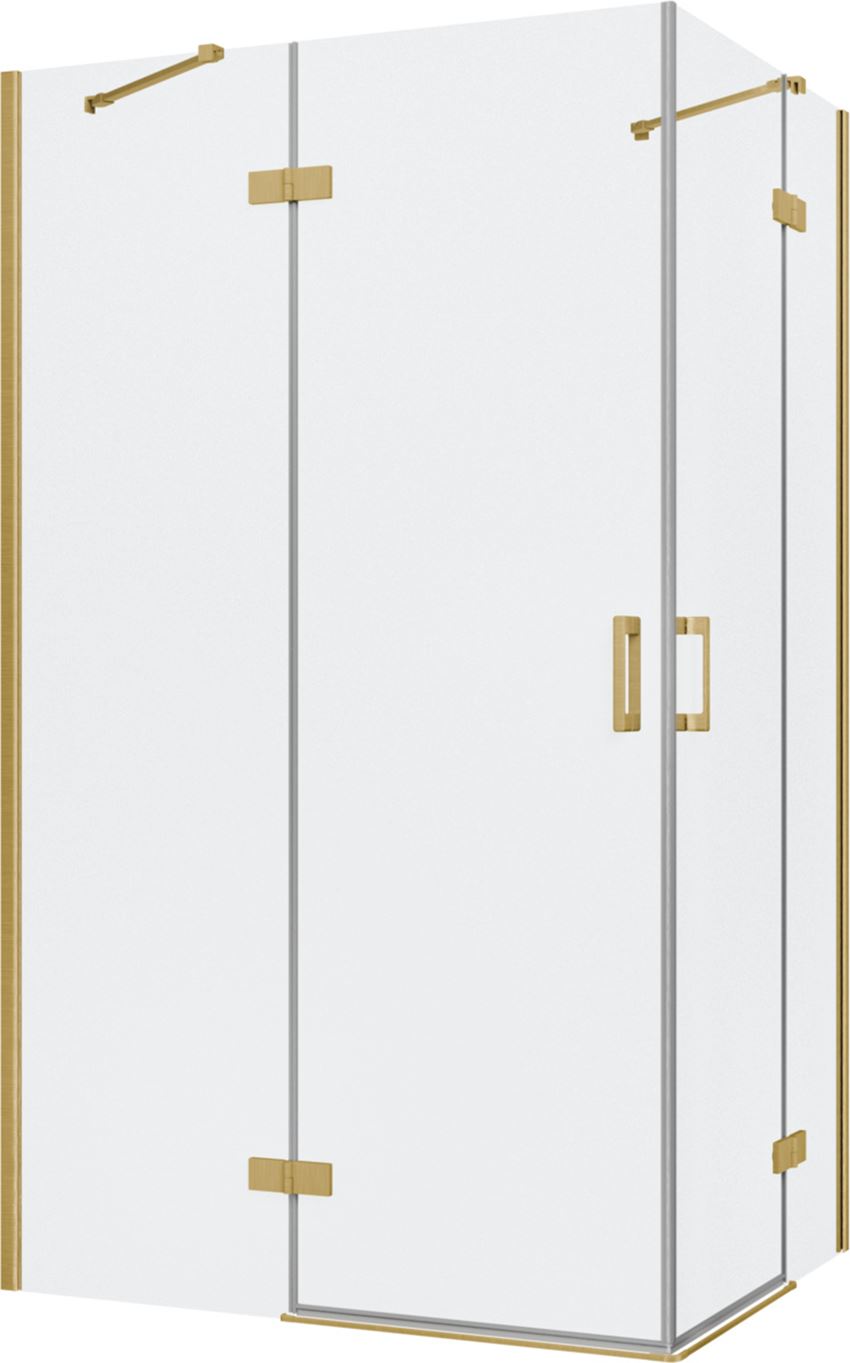 Kabina prysznicowa narożna prostokątna szkło przezroczyste profile złoto szczotkowane 120x80x200 cm IÖ Luvia