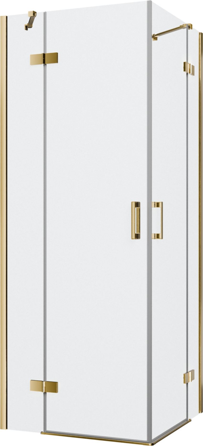 Kabina prysznicowa narożna kwadratowa szkło przezroczyste profile gold shine 80x80x200 cm IÖ Luvia