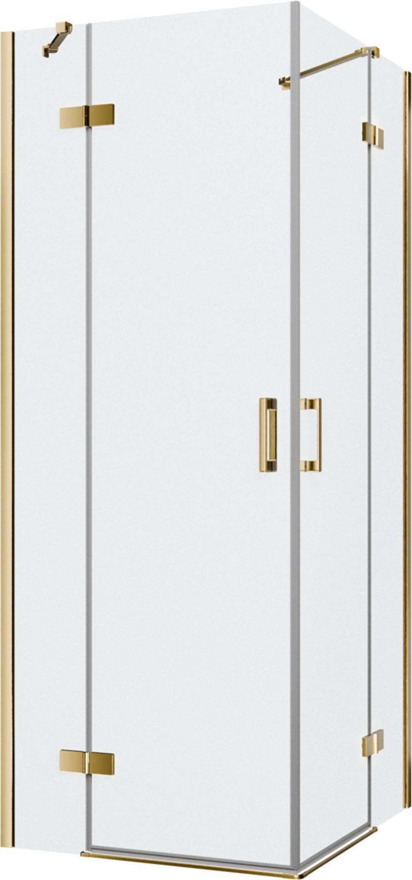 Kabina prysznicowa narożna prostokątna szkło przezroczyste profile gold shine 80x90x200 cm IÖ Luvia