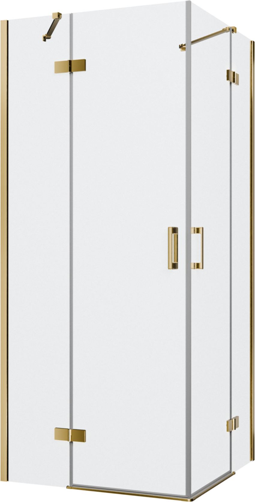 Kabina prysznicowa narożna kwadratowa szkło przezroczyste profile gold shine 90x90x200 cm IÖ Luvia
