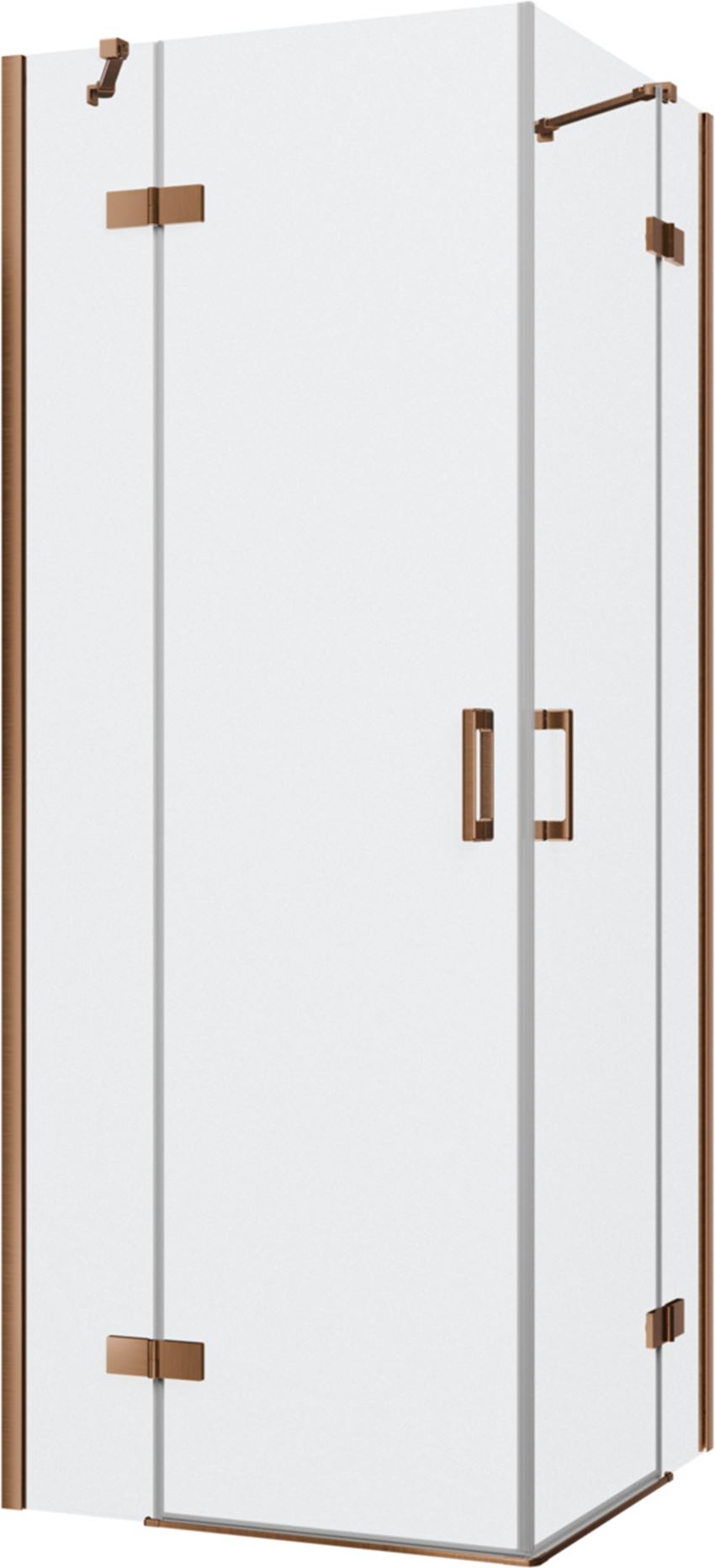 Kabina prysznicowa narożna kwadratowa szkło przezroczyste profile miedź szczotkowana 80x80x200 cm IÖ Luvia