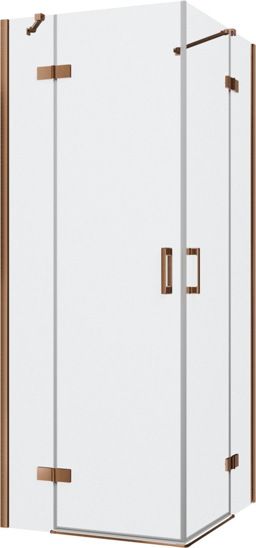 Kabina prysznicowa narożna prostokątna szkło przezroczyste profile miedź szczotkowana 80x90x200 cm IÖ Luvia