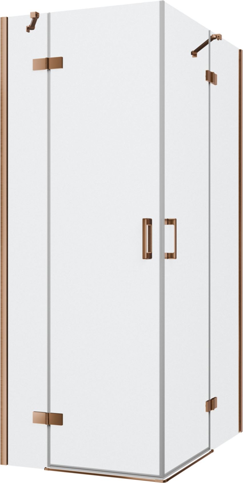 Kabina prysznicowa narożna prostokątna szkło przezroczyste profile miedź szczotkowana 80x120x200 cm IÖ Luvia