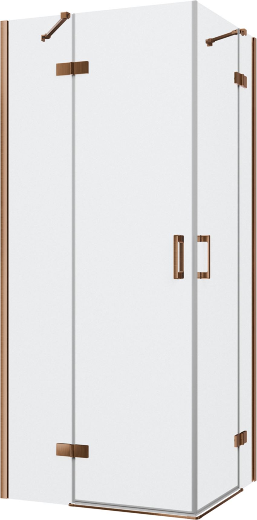 Kabina prysznicowa narożna prostokątna szkło przezroczyste profile miedź szczotkowana 90x80x200 cm IÖ Luvia