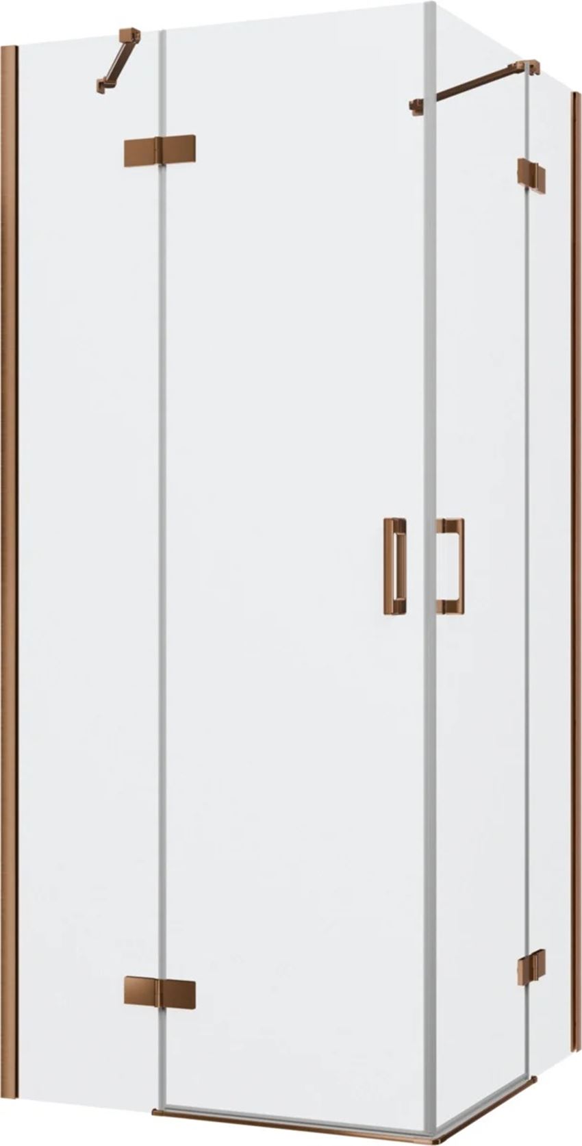 Kabina prysznicowa narożna kwadratowa szkło przezroczyste profile miedź szczotkowana 90x90x200 cm IÖ Luvia