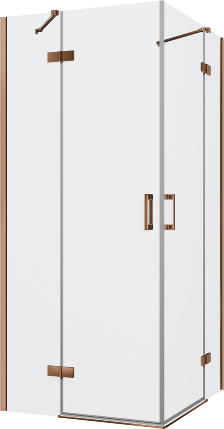 Kabina prysznicowa narożna prostokątna szkło przezroczyste profile miedź szczotkowana 90x100x200 cm IÖ Luvia