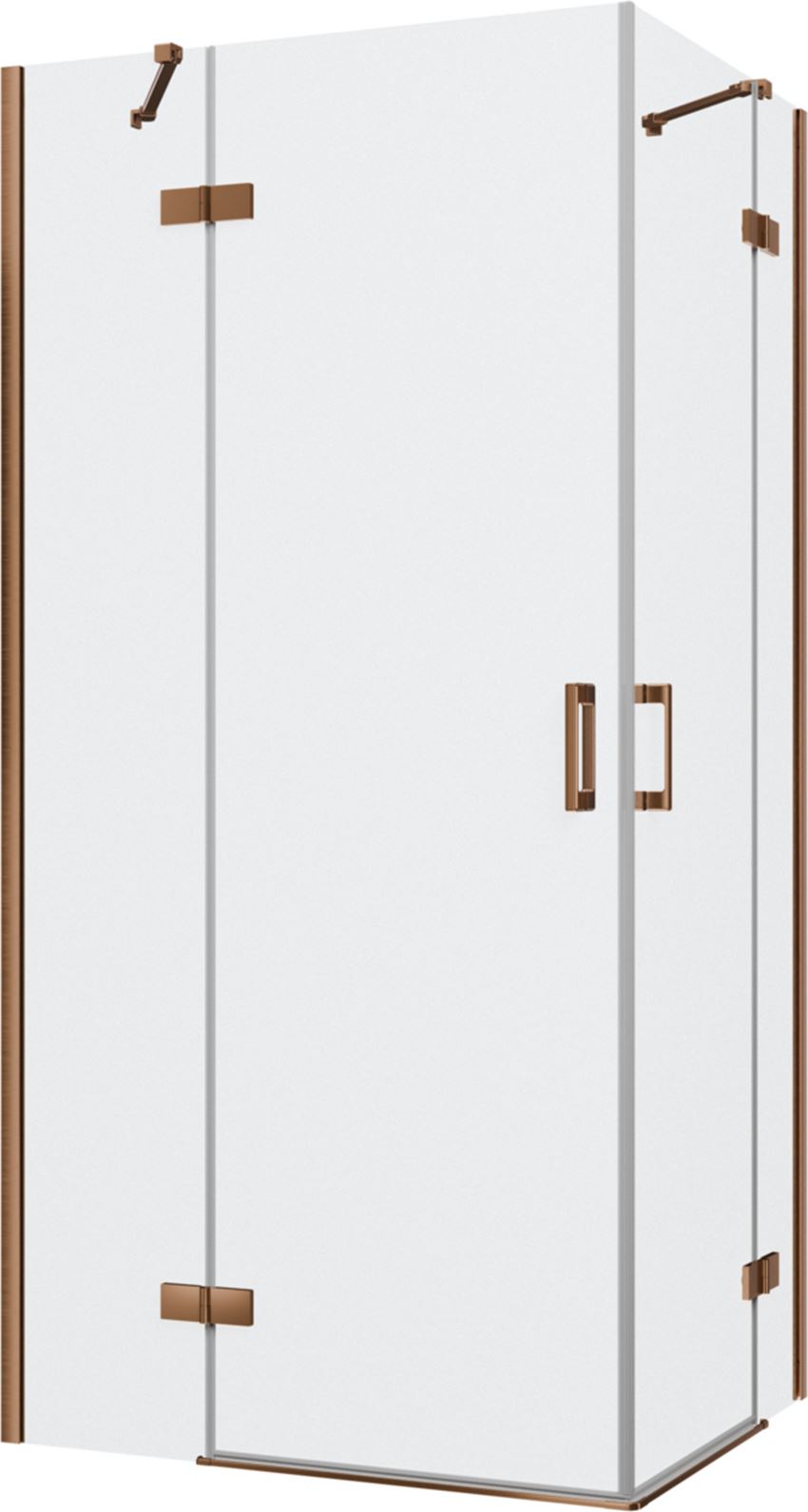 Kabina prysznicowa narożna prostokątna szkło przezroczyste profile miedź szczotkowana 100x80x200 cm IÖ Luvia