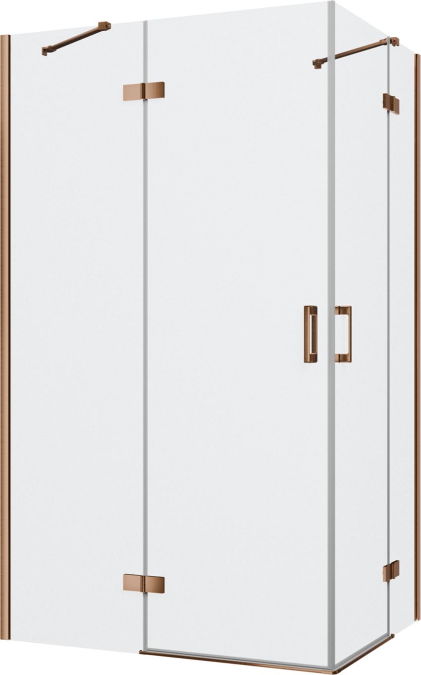 Kabina prysznicowa narożna prostokątna szkło przezroczyste profile miedź szczotkowana 120x90x200 cm IÖ Luvia