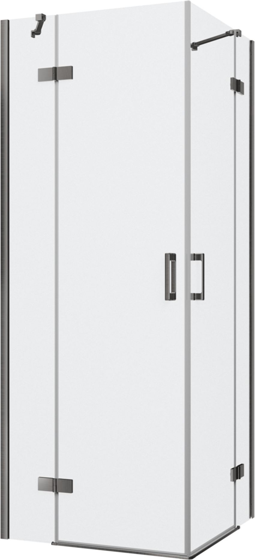 Kabina prysznicowa narożna kwadratowa szkło przezroczyste profile gunmetal szczotkowany 80x80x200 cm IÖ Luvia