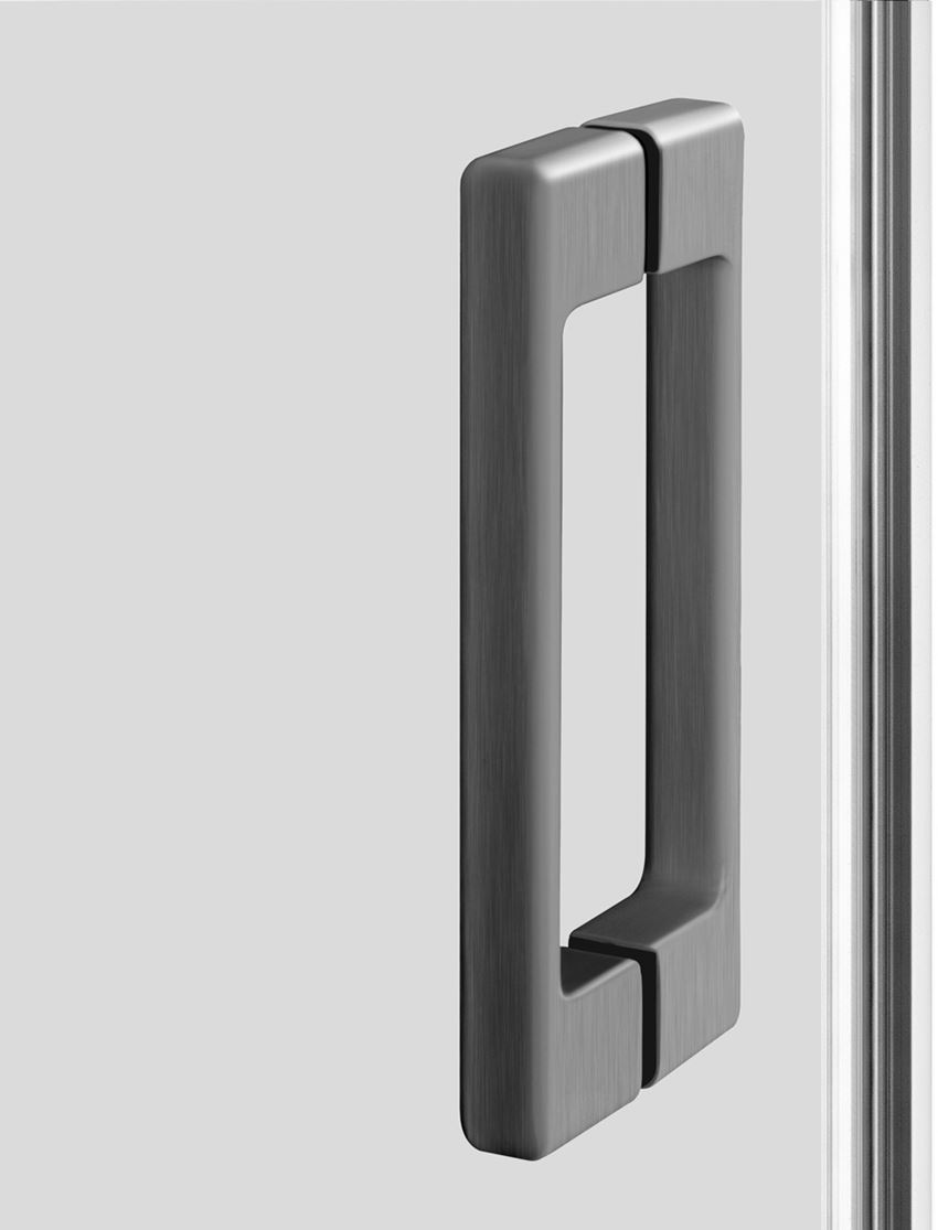 Kabina prysznicowa narożna kwadratowa szkło przezroczyste profile gunmetal szczotkowany IÖ Luvia