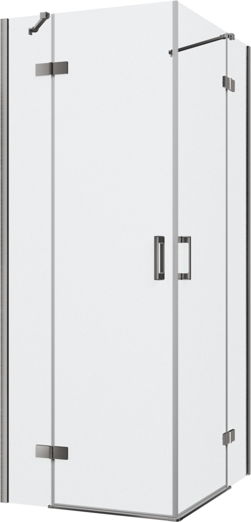 Kabina prysznicowa narożna prostokątna szkło przezroczyste profile gunmetal szczotkowany 80x100x200 cm IÖ Luvia