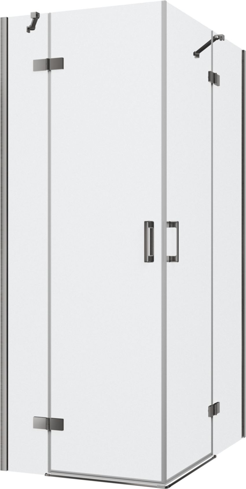 Kabina prysznicowa narożna prostokątna szkło przezroczyste profile gunmetal szczotkowan, 80x120x200 cm IÖ Luvia