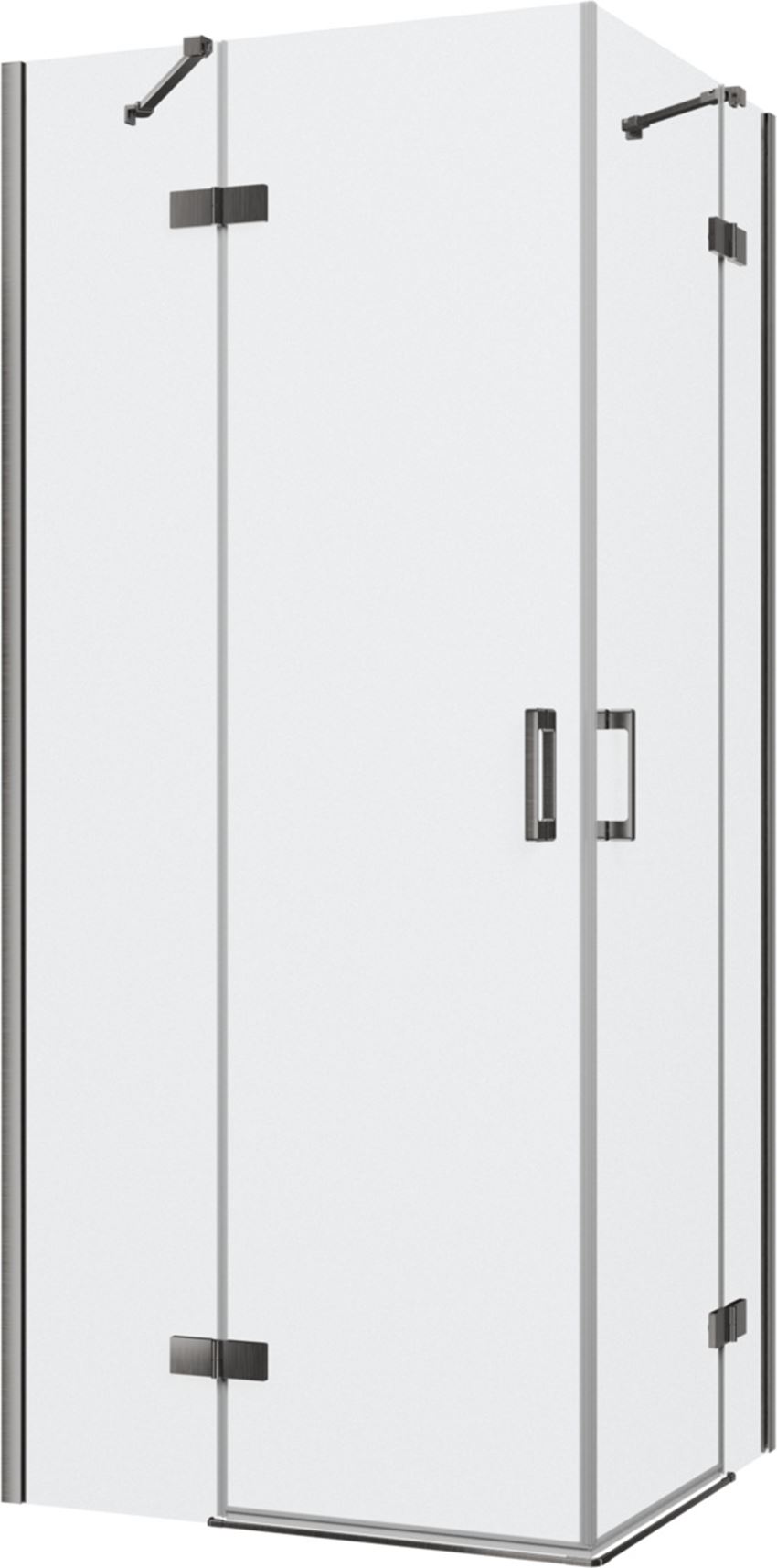 Kabina prysznicowa narożna prostokątna szkło przezroczyste profile gunmetal szczotkowany 90x80x200 cm IÖ Luvia
