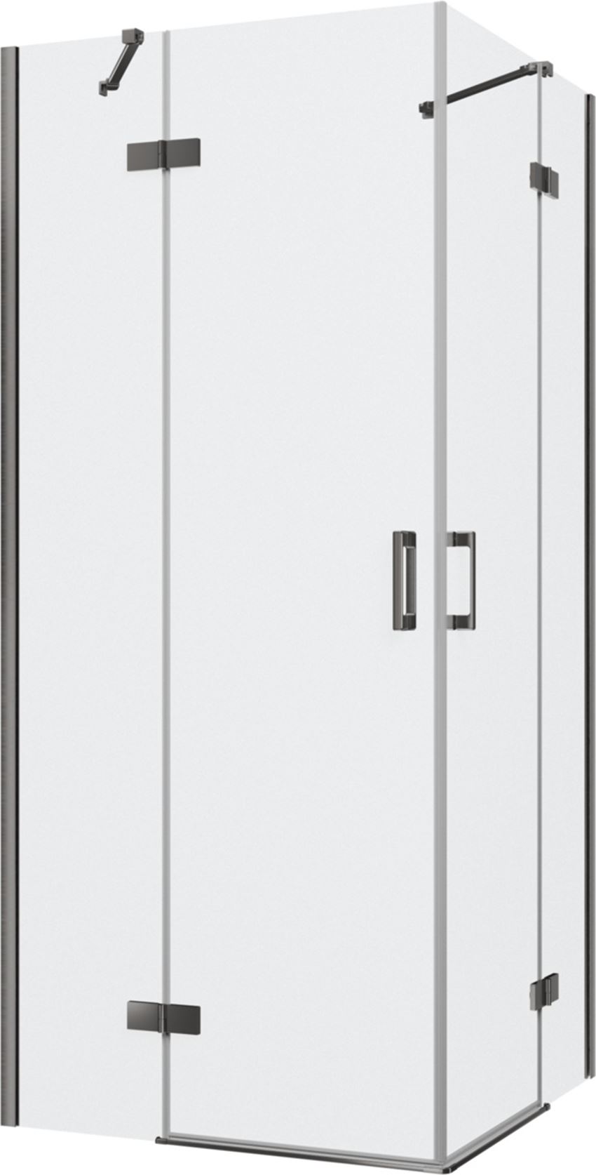 Kabina prysznicowa narożna kwadratowa szkło przezroczyste profile gunmetal szczotkowany 90x90x200 cm IÖ Luvia
