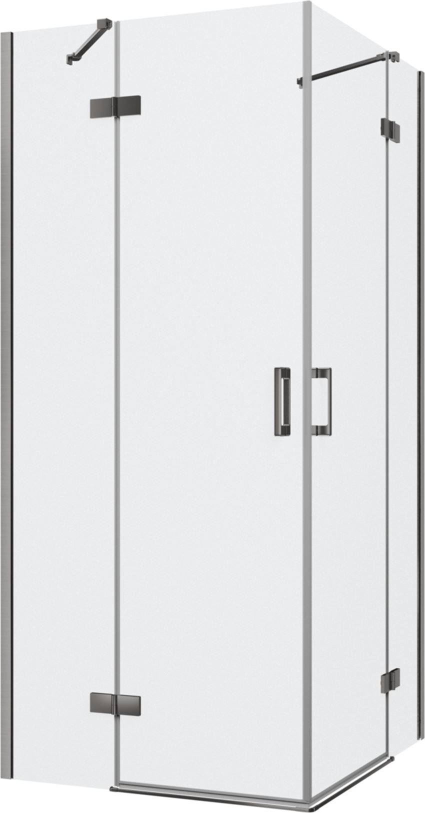 Kabina prysznicowa narożna prostokątna szkło przezroczyste profile gunmetal szczotkowany 90x100x200 cm IÖ Luvia