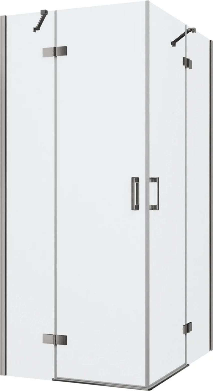 Kabina prysznicowa narożna prostokątna szkło przezroczyste profile gunmetal szczotkowany 90x120x200 cm IÖ Luvia
