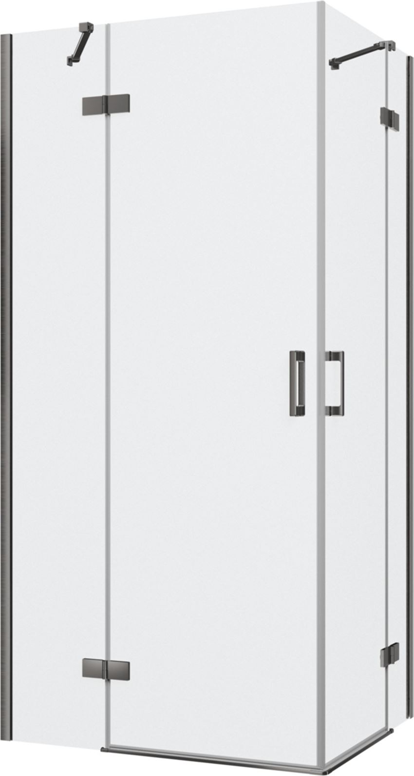 Kabina prysznicowa narożna prostokątna szkło przezroczyste profile gunmetal szczotkowany 100x80x200 cm IÖ Luvia