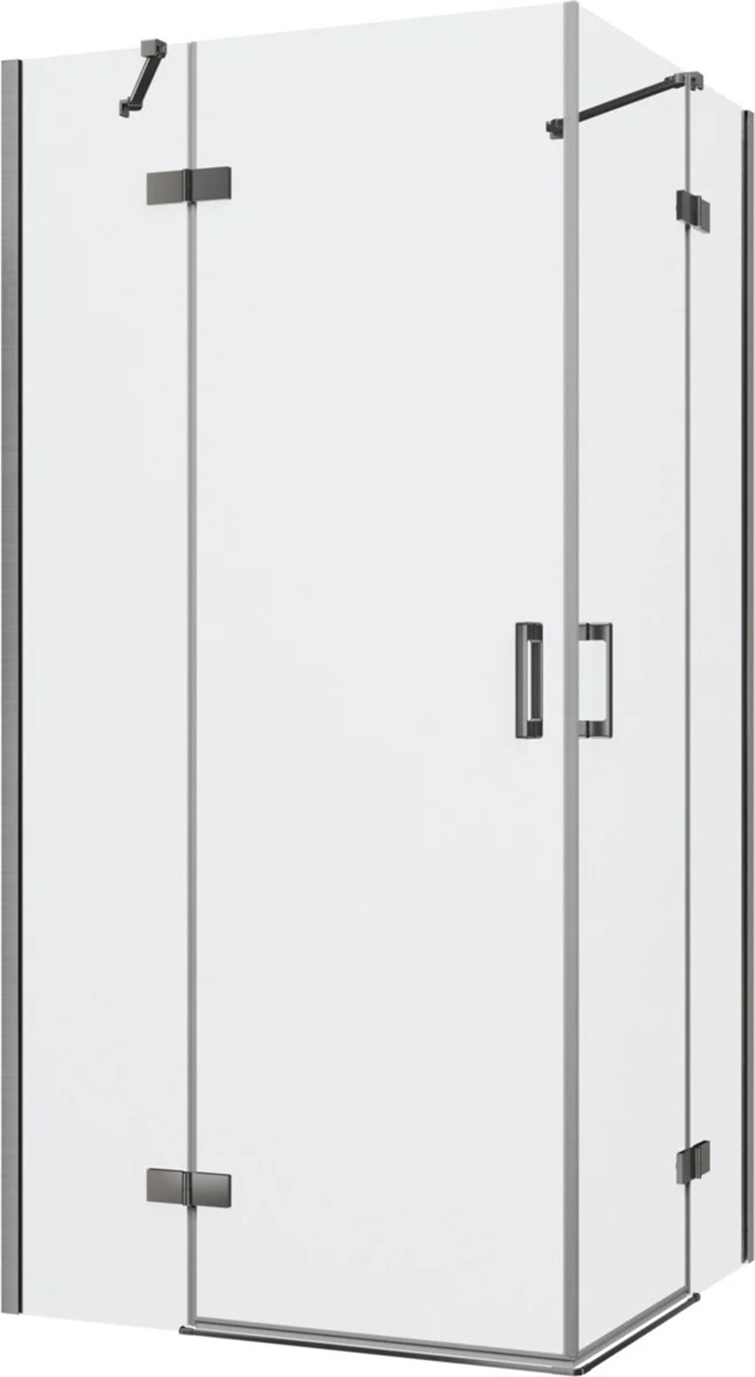 Kabina prysznicowa narożna prostokątna szkło przezroczyste profile gunmetal szczotkowany 100x90x200 cm IÖ Luvia