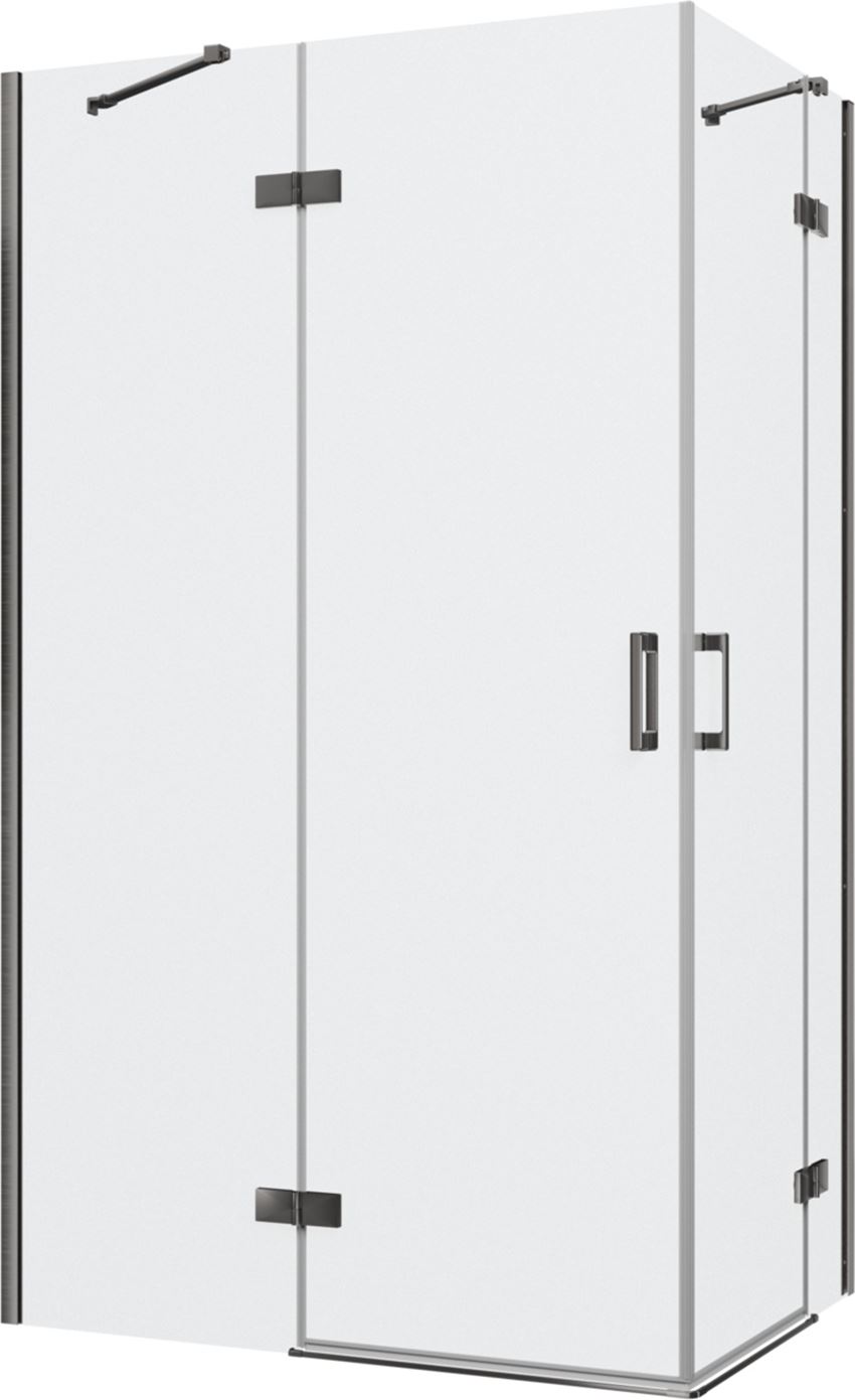 Kabina prysznicowa narożna prostokątna szkło przezroczyste profile gunmetal szczotkowany 120x80x200 cm IÖ Luvia